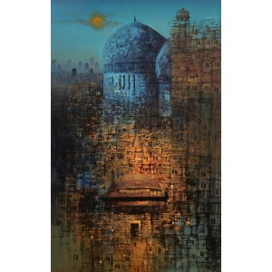 A. Q. Arif, 25 x 42 Inch, Oil on Canvas, Cityscape Painting, AC-AQ-534